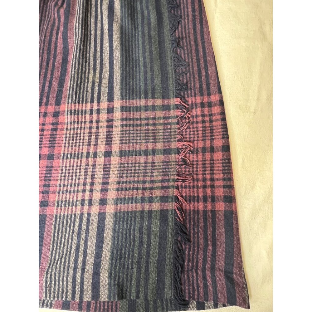 VTG Pan-Her Women 9/10 Plaid Wool Blend Skirt W/ Fringed Side Union USA Made - Picture 4 of 11